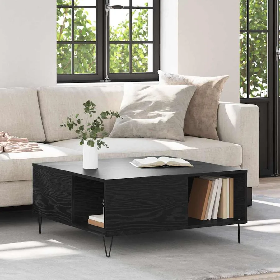 Table basse Chêne noir 80 x 80 x 36,5 cm Bois d'ingénierie