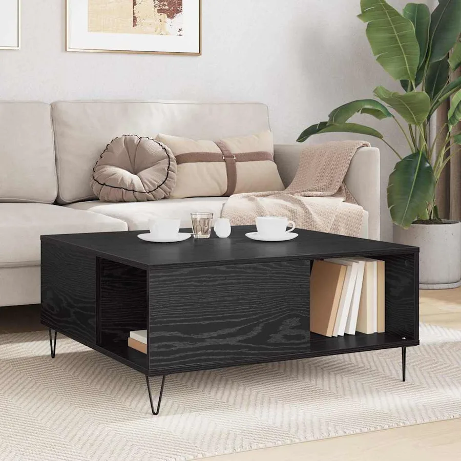 Table basse Chêne noir 80 x 80 x 36,5 cm Bois d'ingénierie - 4