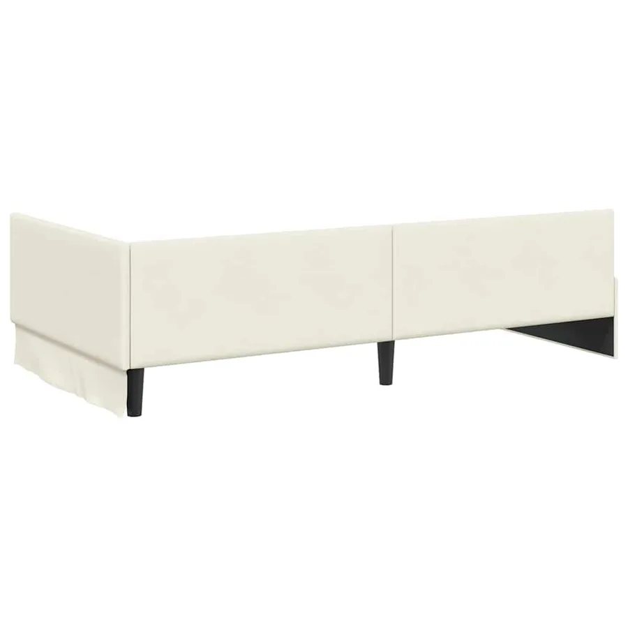 Cadre de lit d'angle Crème 90 cm x 190 cm Velours - 7