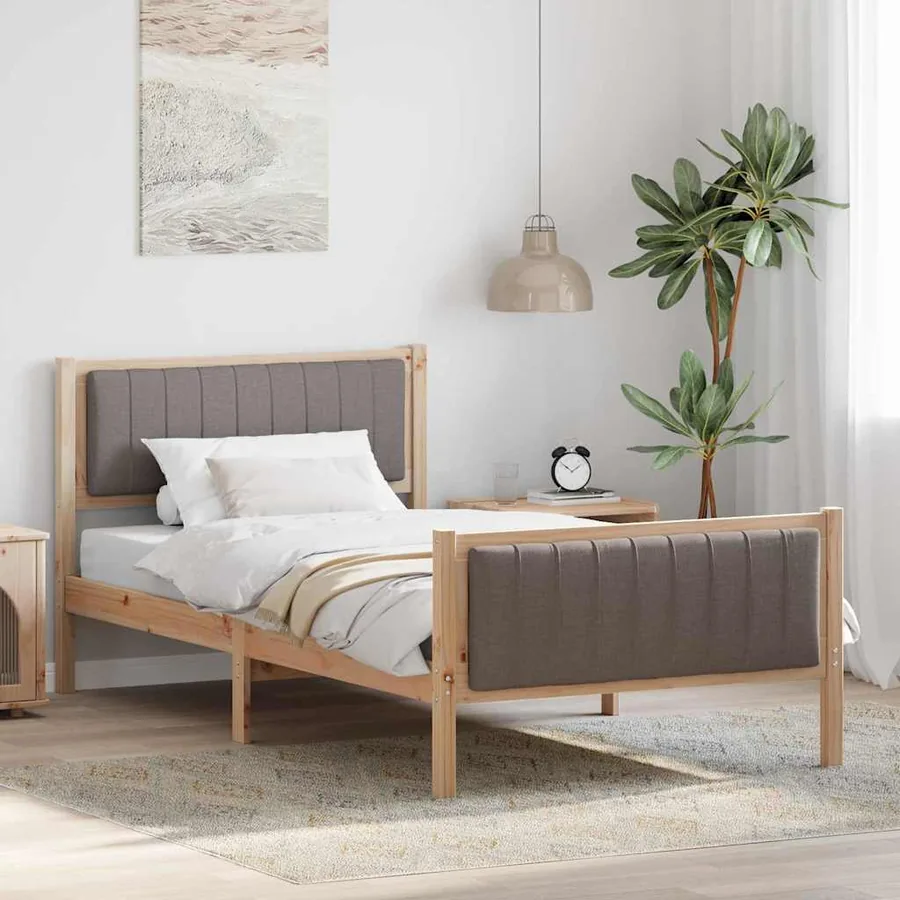 Cadre de lit Marron et taupe 100 x 200 cm Bois massif en pin