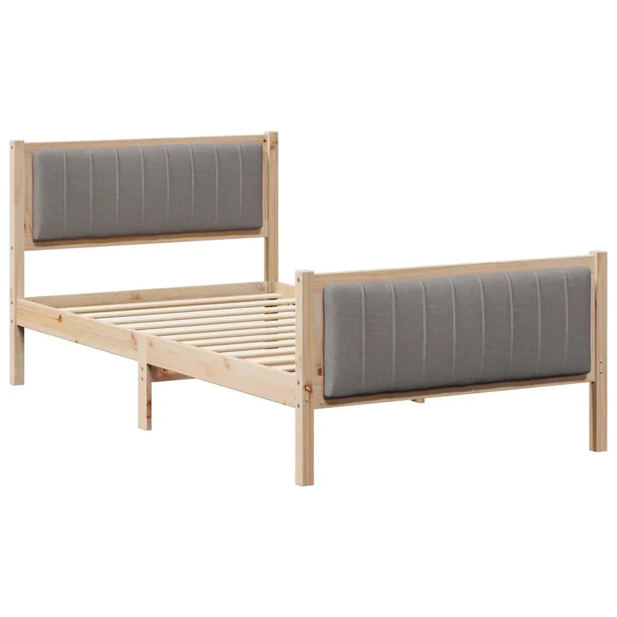 Cadre de lit Marron et taupe 100 x 200 cm Bois massif en pin - 2