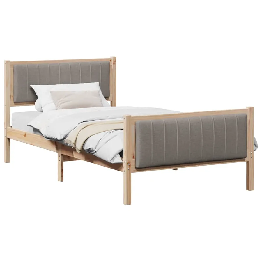 Cadre de lit Marron et taupe 100 x 200 cm Bois massif en pin - 3