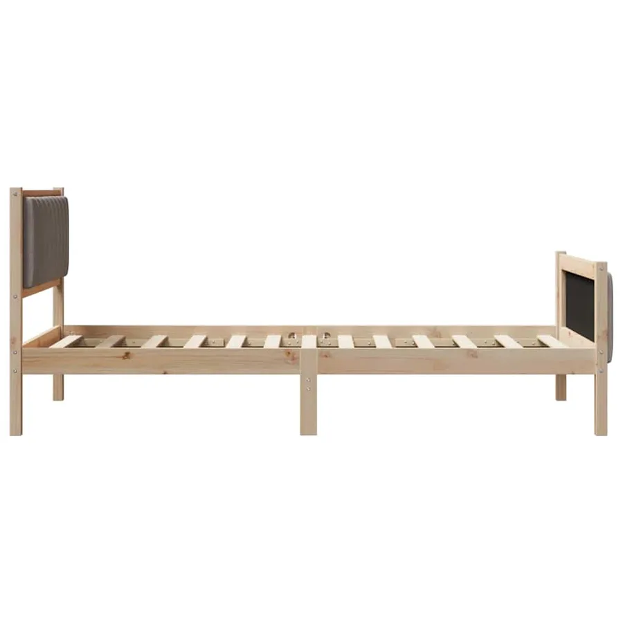 Cadre de lit Marron et taupe 100 x 200 cm Bois massif en pin - 6