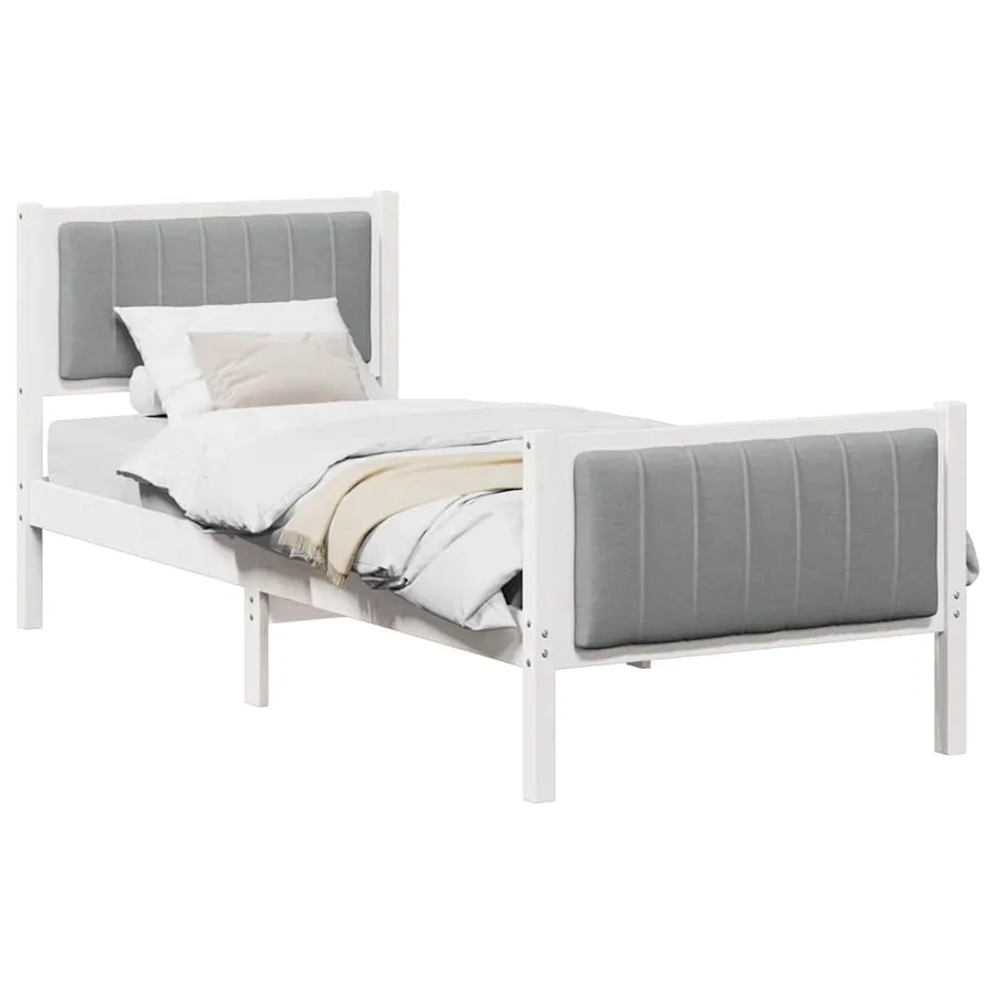 Cadre de lit Blanc et gris clair 80 x 200 cm Bois massif en pin - 3