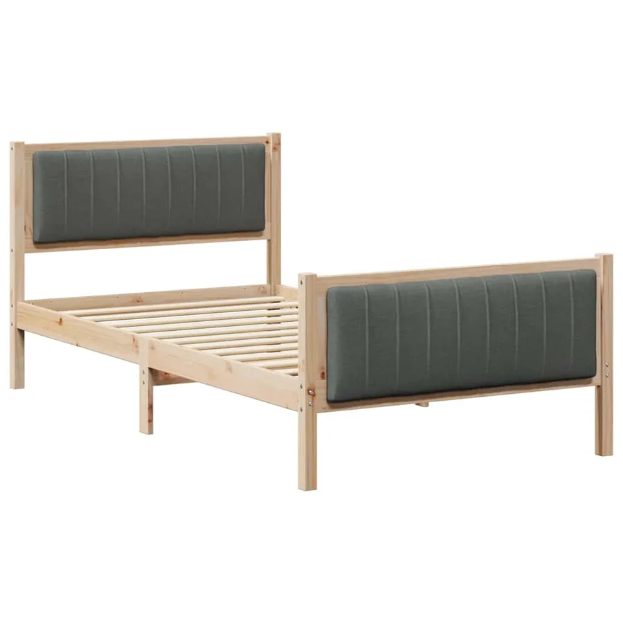 Cadre de lit avec tête de lit marron et gris foncé 100 x 200 cm - 2