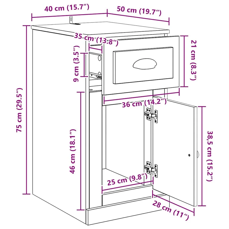 Meuble d'appoint 40 x 50 x 75 cm Bois d'ingénierie - 13