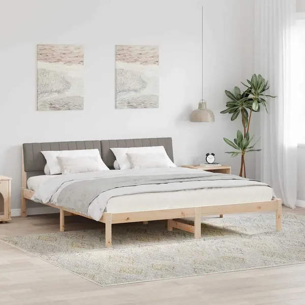 Cadre de lit Marron et taupe 180 x 200 cm Bois massif en pin