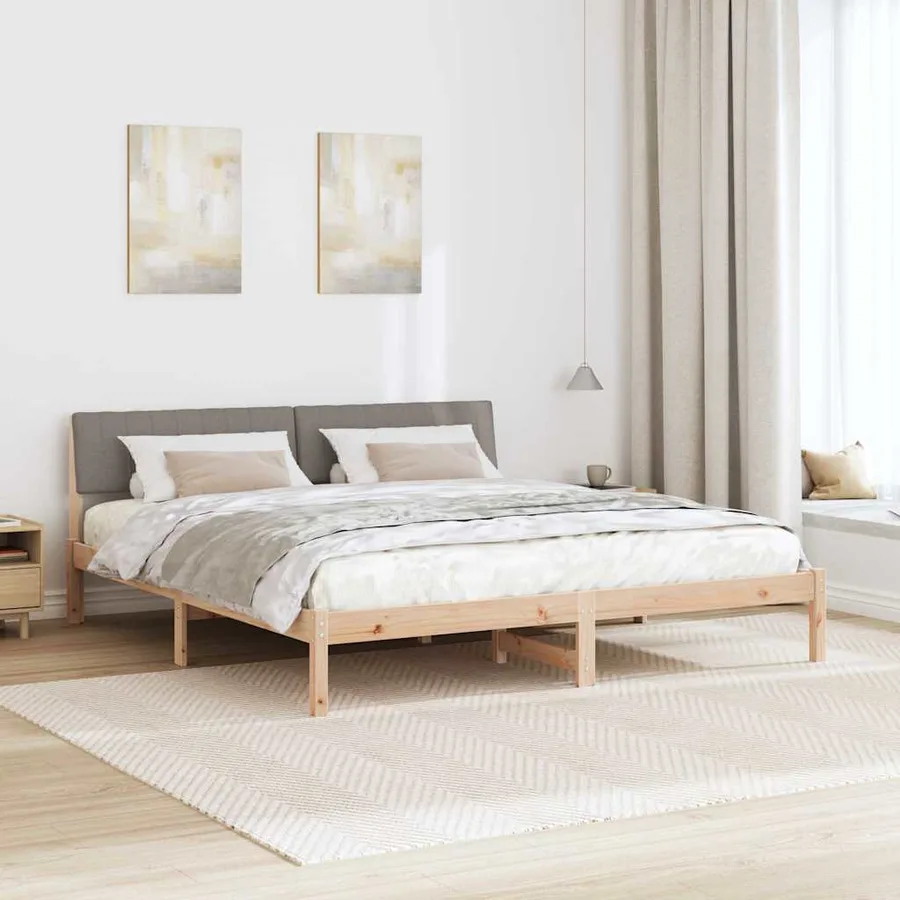 Cadre de lit Marron et taupe 180 x 200 cm Bois massif en pin - 4