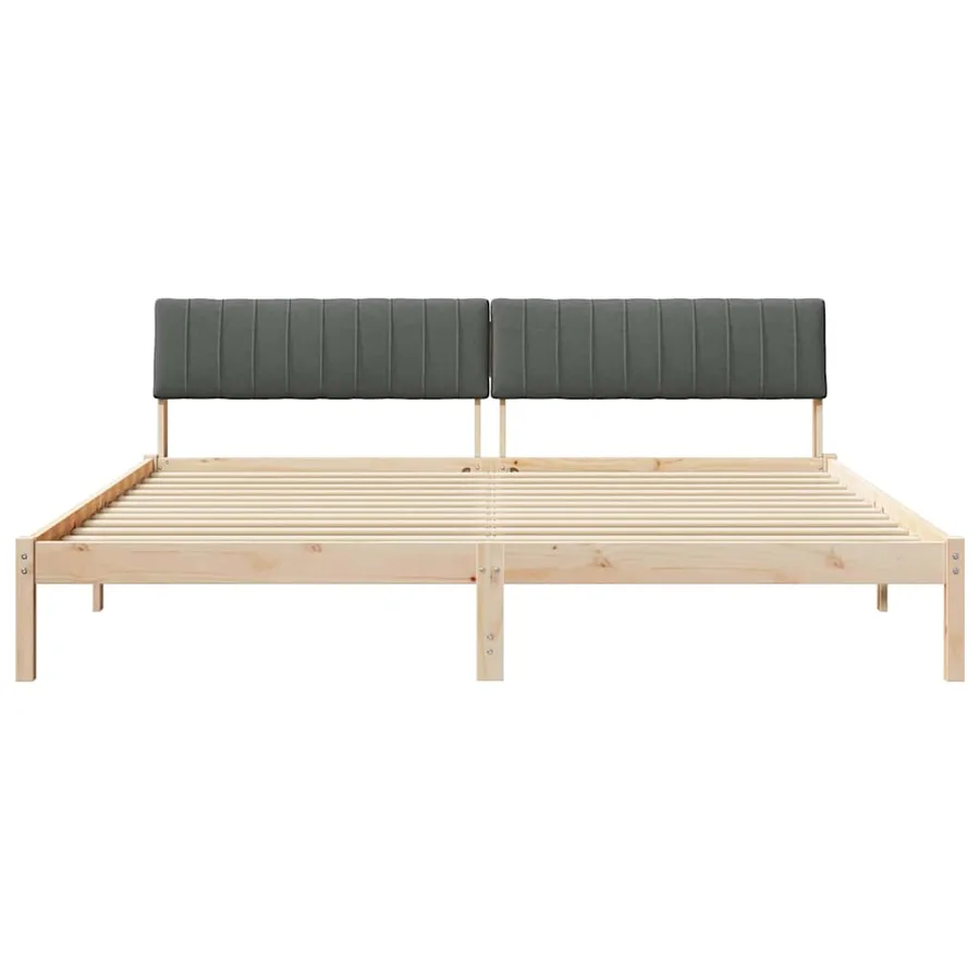 Cadre de lit avec tête de lit marron et gris foncé 200 x 200 cm - 5