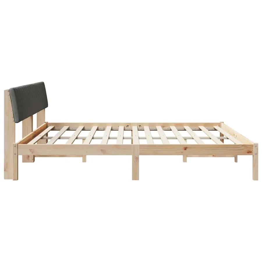 Cadre de lit avec tête de lit marron et gris foncé 200 x 200 cm - 6