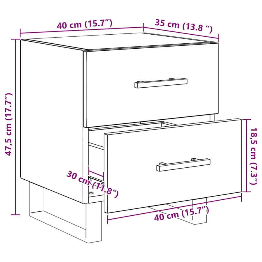 Cabinet de chevet 2 pcs Chêne noir 40 x 35 x 47,5 cm - 14