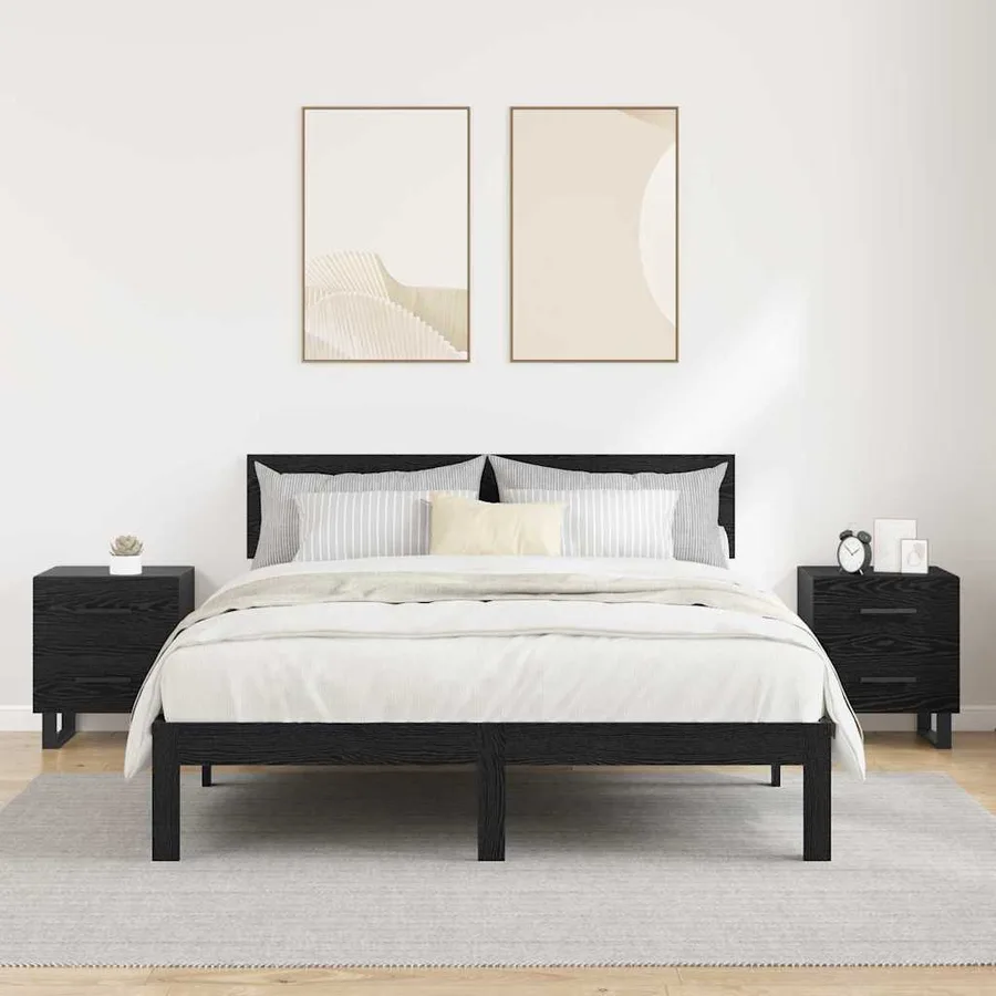 Cabinet de chevet 2 pcs Chêne noir 40 x 35 x 47,5 cm - 4