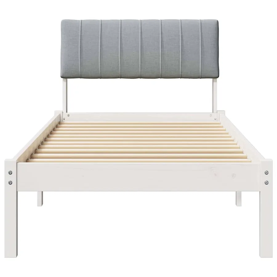 Cadre de lit Blanc et gris clair 75 x 190 cm Bois massif en pin - 5