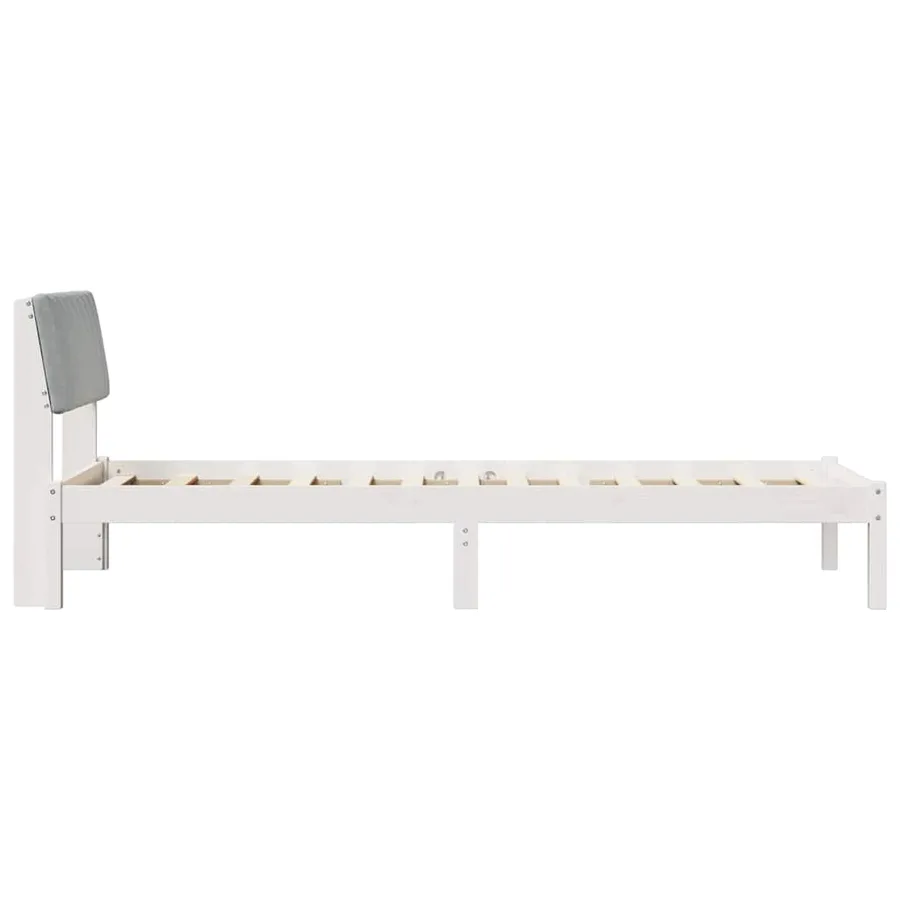 Cadre de lit Blanc et gris clair 75 x 190 cm Bois massif en pin - 6