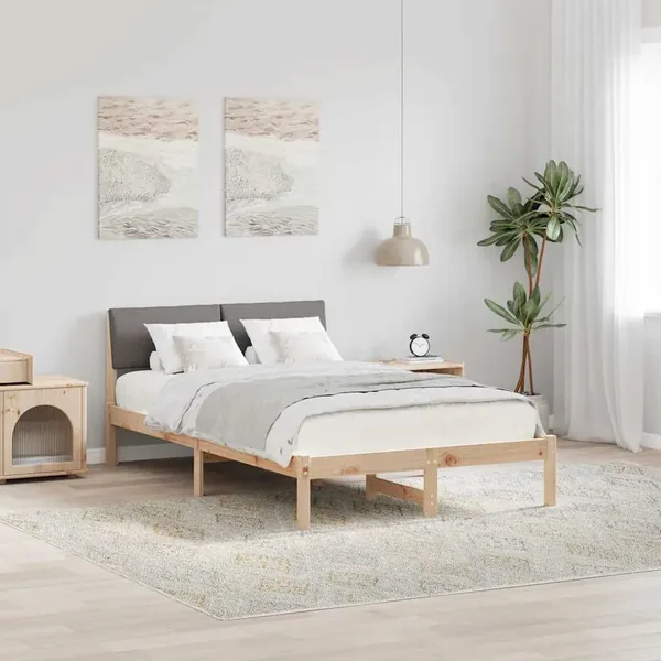 Cadre de lit Marron et taupe 120 x 190 cm Bois massif en pin