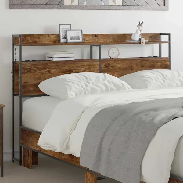 Tête de lit de rangement Chêne fumé Bois d'ingénierie