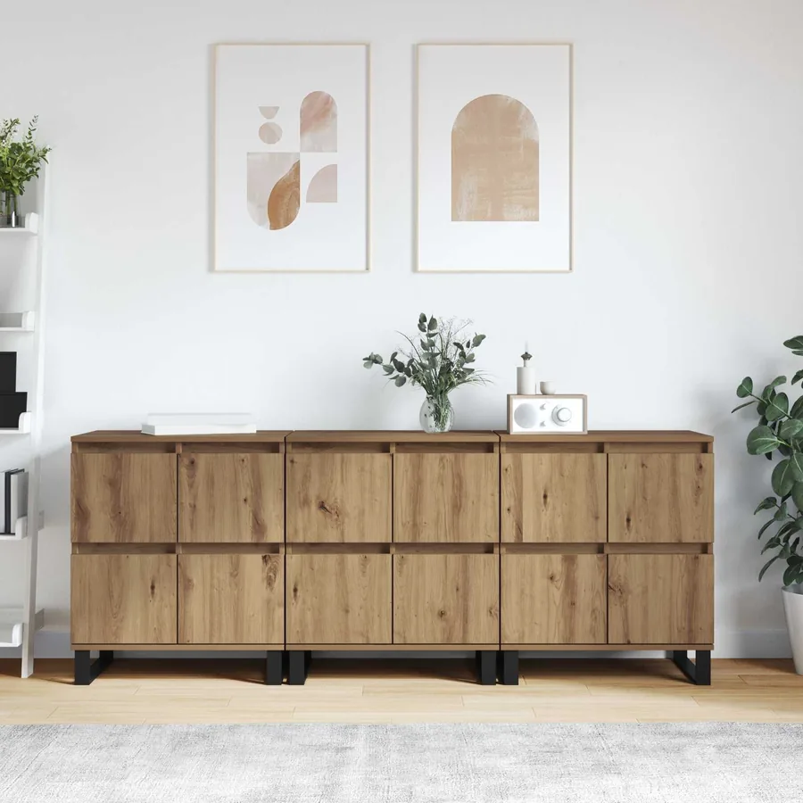 Buffet 3 pcs Chêne artisanal 60 x 35 x 70 cm