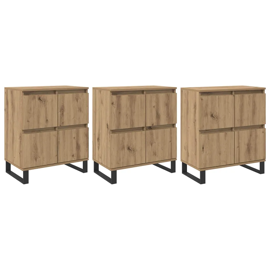 Buffet 3 pcs Chêne artisanal 60 x 35 x 70 cm - 2
