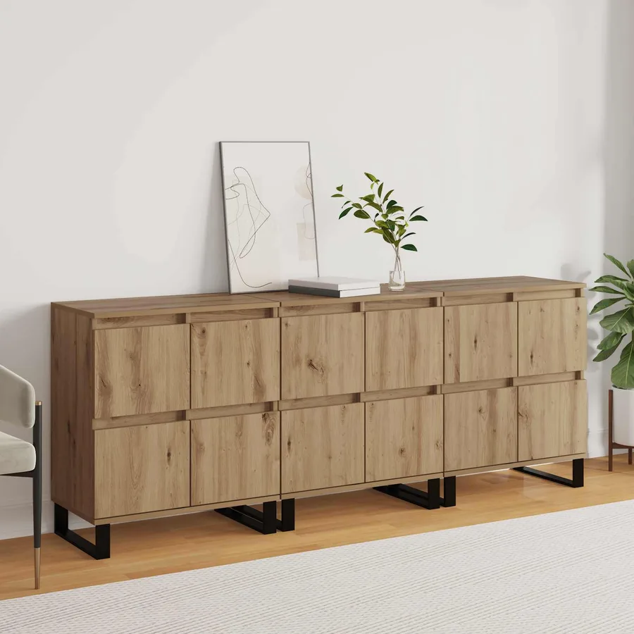 Buffet 3 pcs Chêne artisanal 60 x 35 x 70 cm - 4