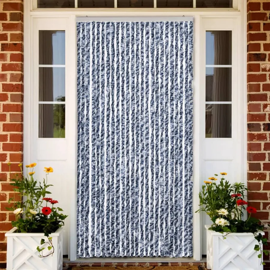 Moustiquaire Bleu blanc et argenté 100x220 cm Chenille