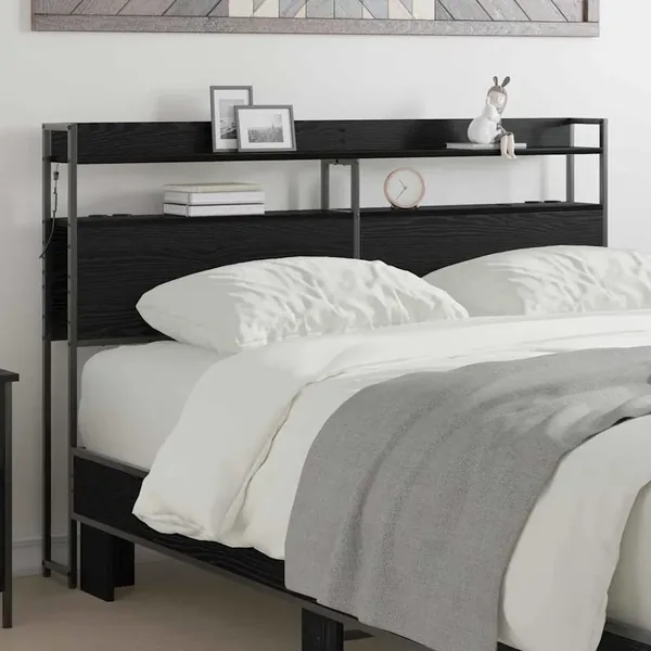 Tête de lit de rangement Chêne noir Bois d'ingénierie