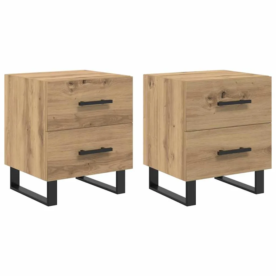 Cabinet de chevet 2 pc Chêne artisanal 40 x 35 x 47,5 cm - 2