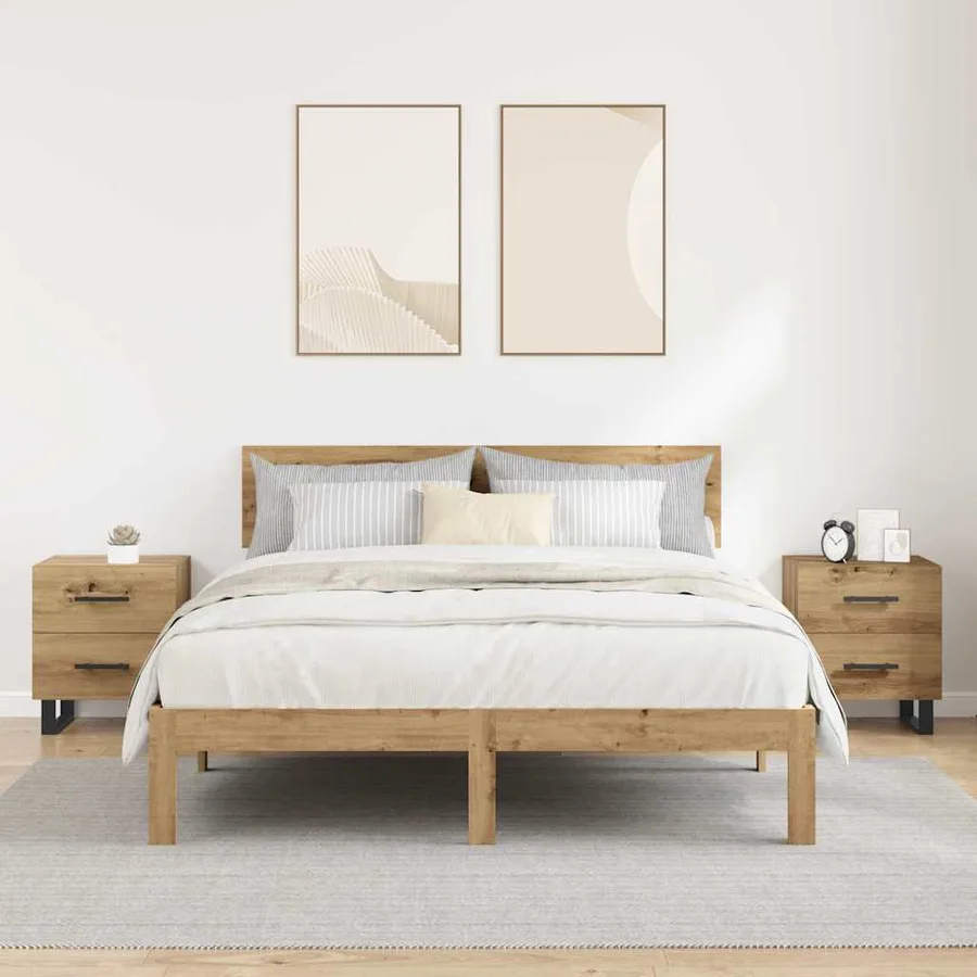 Cabinet de chevet 2 pc Chêne artisanal 40 x 35 x 47,5 cm - 4