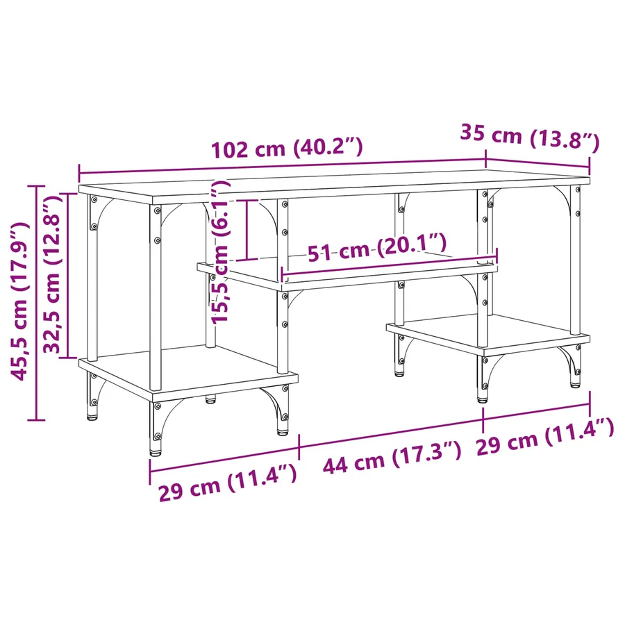 Meuble TV Bois Ancien 102 x 35 x 45,5 cm - 12