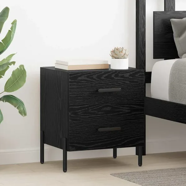 Cabinet de chevet avec tiroir Chêne noir 40 x 35 x 47,5 cm