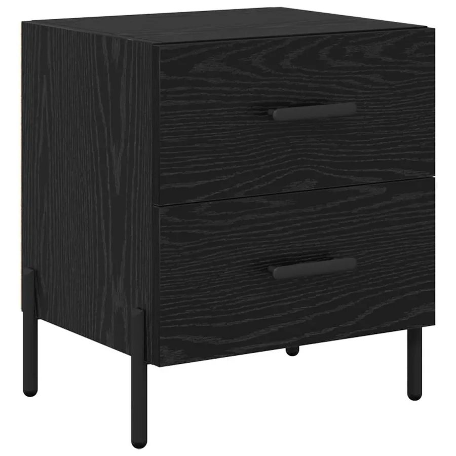 Cabinet de chevet avec tiroir Chêne noir 40 x 35 x 47,5 cm - 2