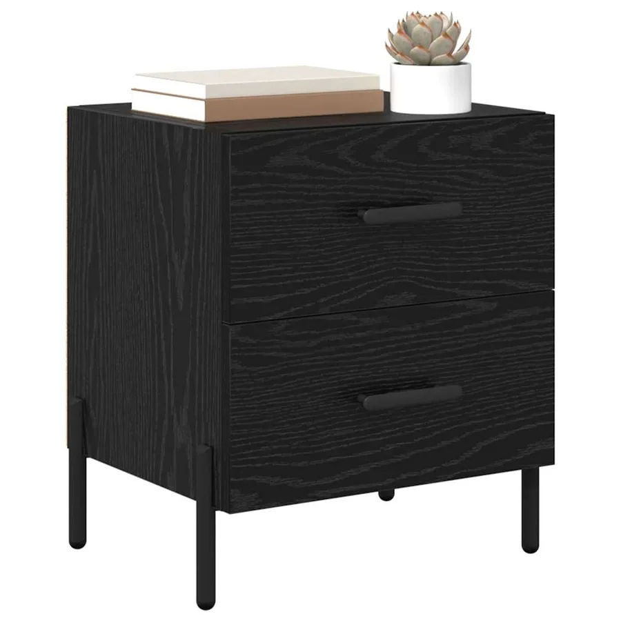 Cabinet de chevet avec tiroir Chêne noir 40 x 35 x 47,5 cm - 3