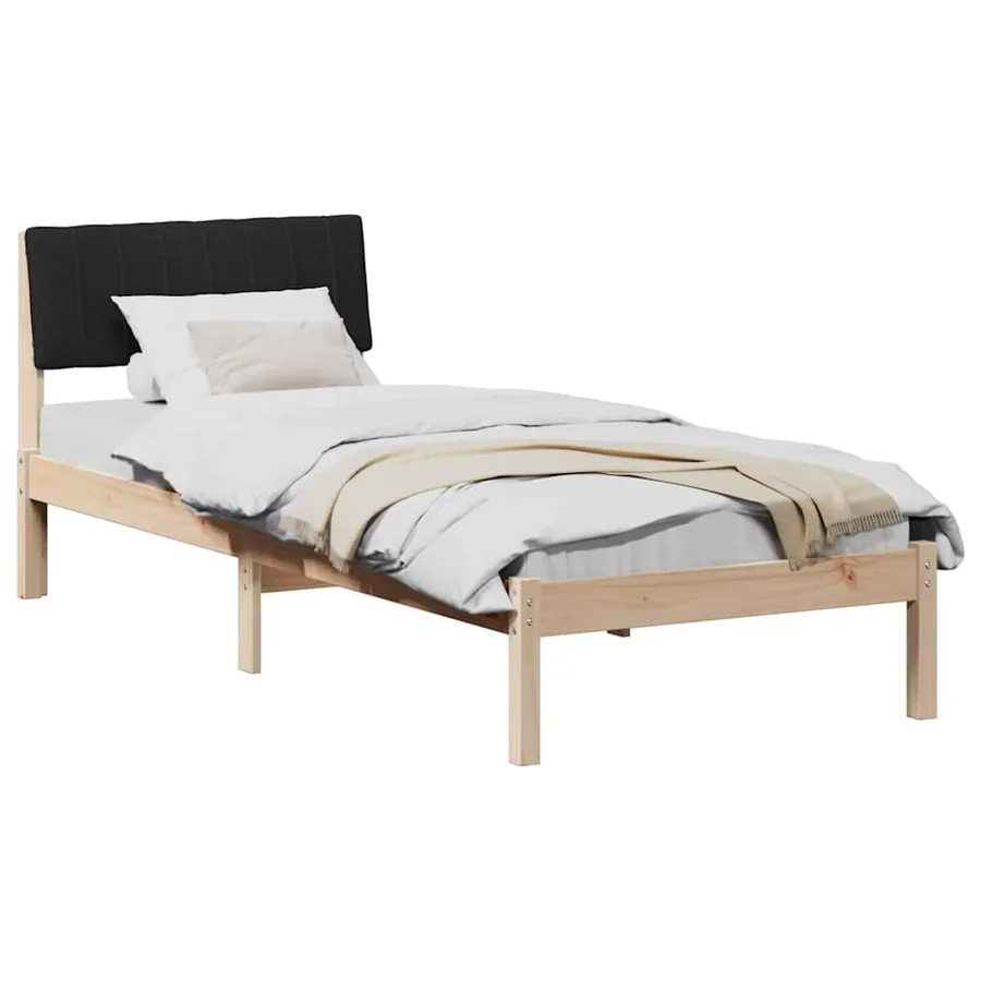 Cadre de lit Marron et noir 75 x 190 cm Bois massif en pin - 3