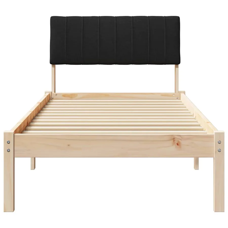 Cadre de lit Marron et noir 75 x 190 cm Bois massif en pin - 5