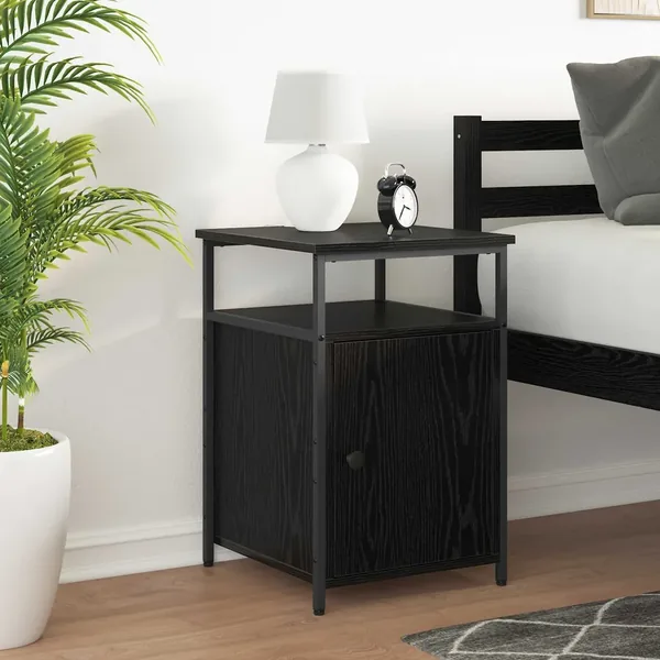 Cabinet de chevet avec tiroir Chêne noir Bois d'ingénierie