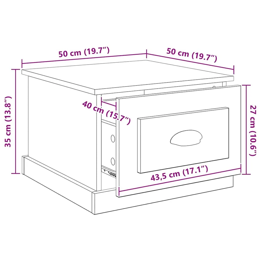 Table basse Chêne noir 50 x 50 x 35 cm Bois d'ingénierie - 12