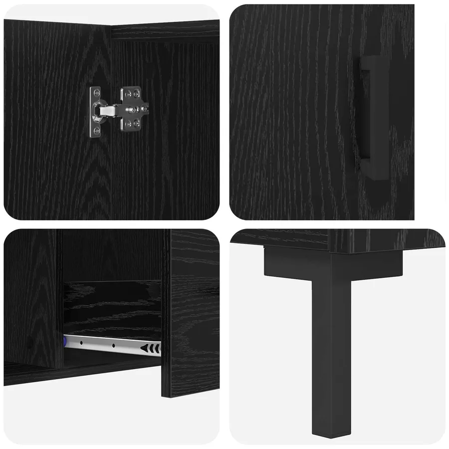Buffet Chêne noir 100 x 36 x 60 cm Bois d'ingénierie - 9