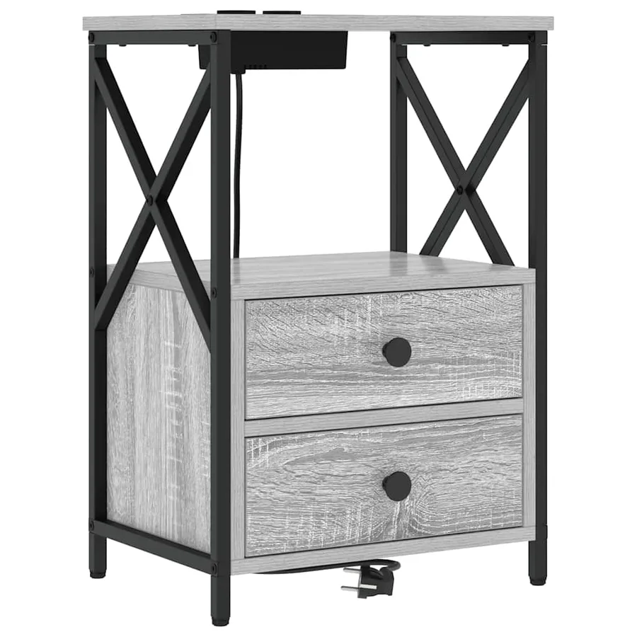Cabinet de chevet Gris Sonoma 40 x 31 x 60 cm Bois d'ingénierie - 2