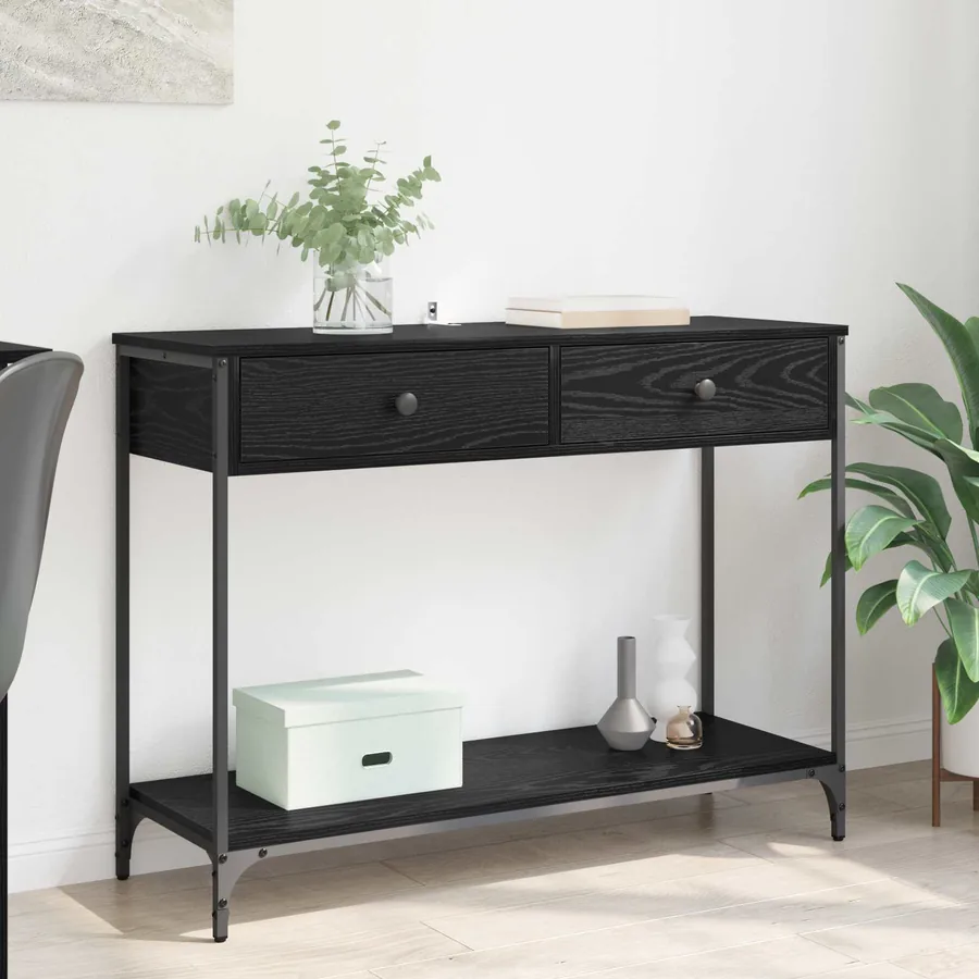 Table console Chêne noir 100 x 34,5 x 75 cm Bois d'ingénierie