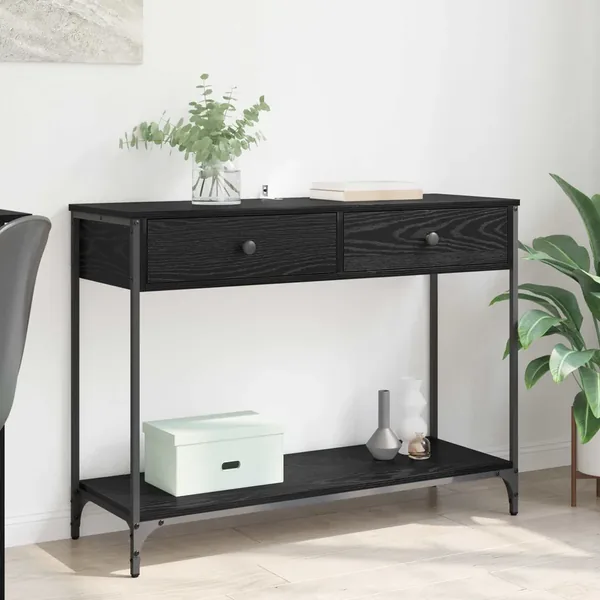 Table console Chêne noir 100 x 34,5 x 75 cm Bois d'ingénierie