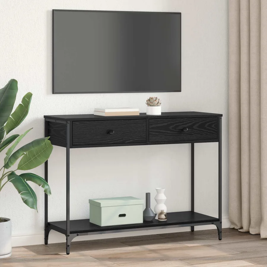 Table console Chêne noir 100 x 34,5 x 75 cm Bois d'ingénierie - 4