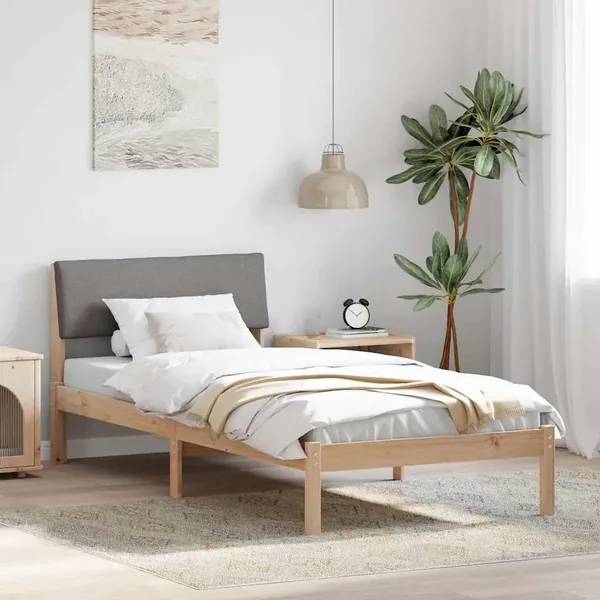 Cadre de lit Marron et taupe 100 x 200 cm Bois massif en pin