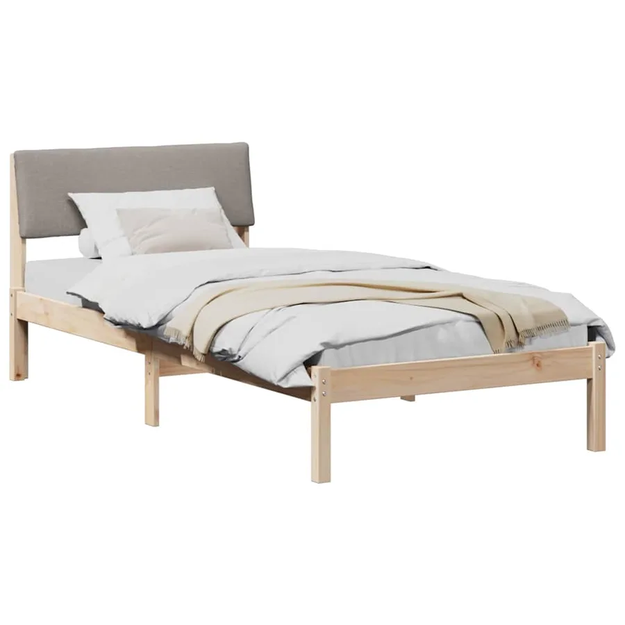 Cadre de lit Marron et taupe 100 x 200 cm Bois massif en pin - 3