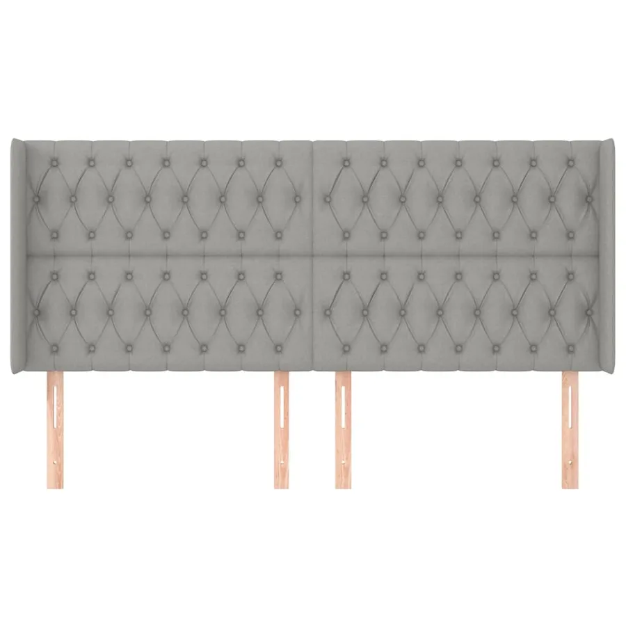 Tête de lit avec oreilles Gris clair 203x16x118/128 cm Tissu - 3