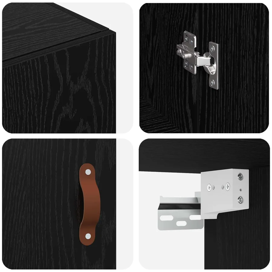 Armoire Murale Montage mural 2 pcs Chêne noir 69,5 x 34 x 90 cm - 10