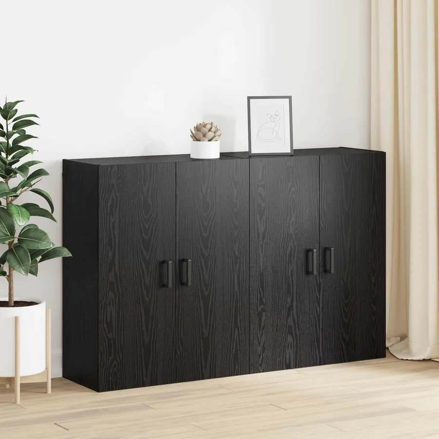 Armoire Murale Montage mural 2 pcs Chêne noir 69,5 x 34 x 90 cm - 4