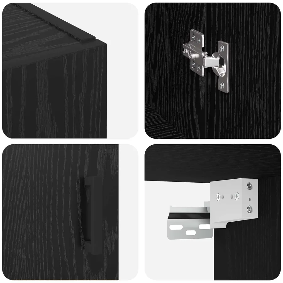 Armoire Murale Montage mural 2 pcs Chêne noir 69,5 x 34 x 90 cm - 8