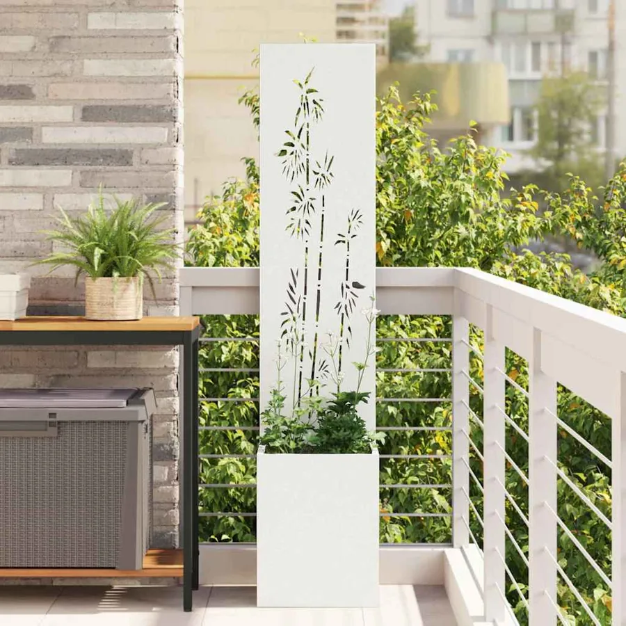 Écran de confidentialité de jardin Floral Blanc 32 x 150 cm