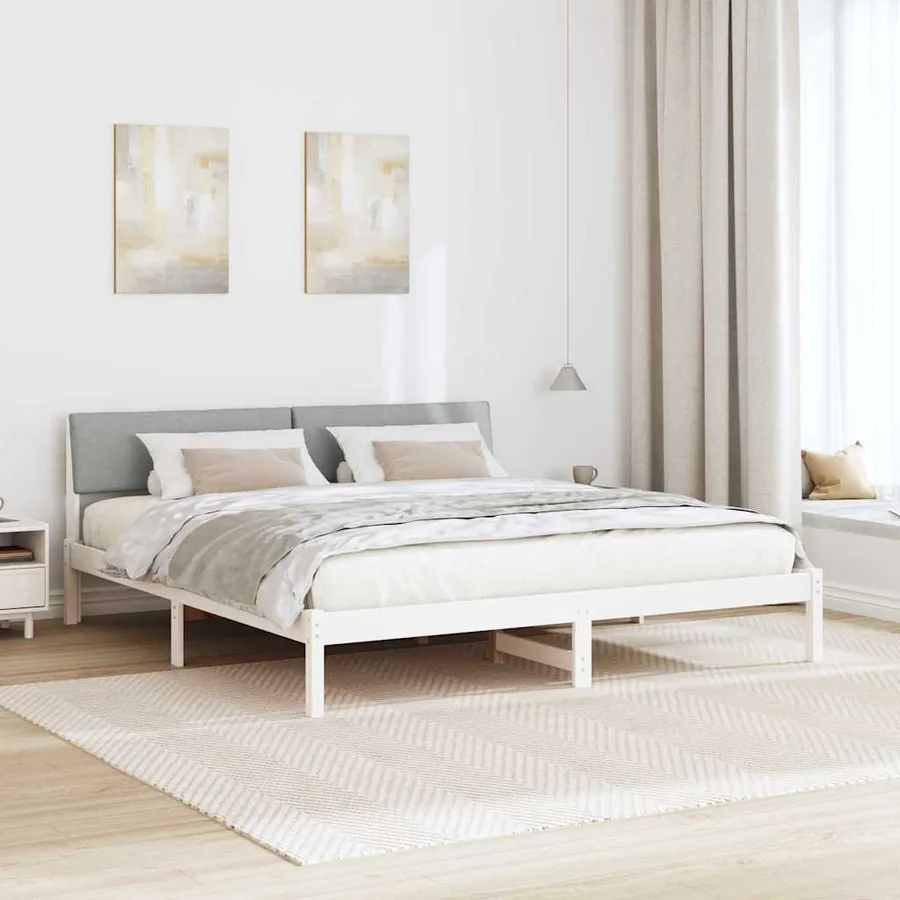 Cadre de lit avec tête de lit Blanc et gris clair 180 x 200 cm - 4