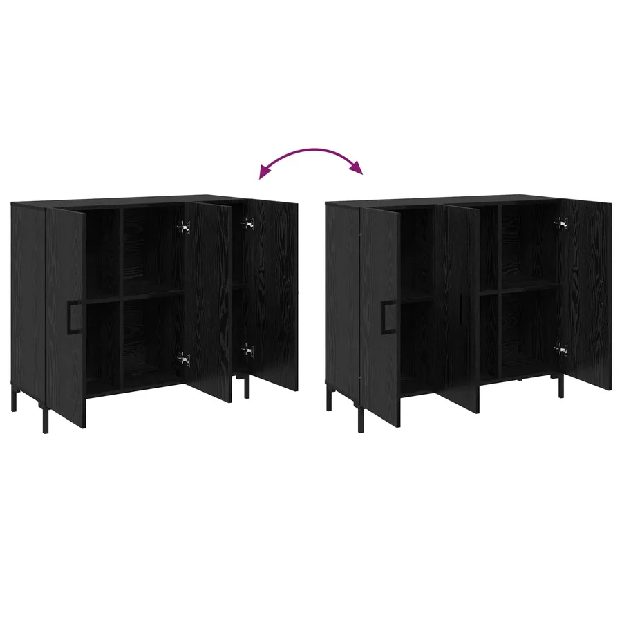 Buffet Chêne noir 90 x 34 x 80 cm Bois d'ingénierie - 10