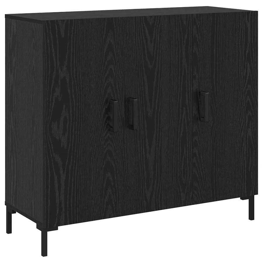 Buffet Chêne noir 90 x 34 x 80 cm Bois d'ingénierie - 2